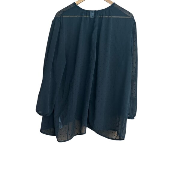 Old Navy XXL Sheer Black Polka Dot Blouse Witchy Whimsigoth Long Sleeve Flowy - Picture 3 of 5